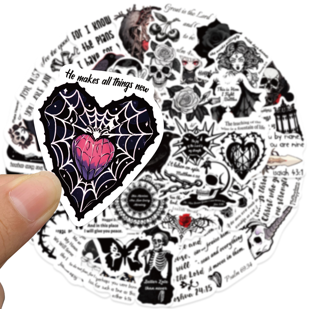 Bộ 50 Miếng Dán Trang Trí Hành Lý / Ván Trượt / Mô Tô Họa Tiết graffiti Phong Cách gothic Chống Thấm Nước diy
