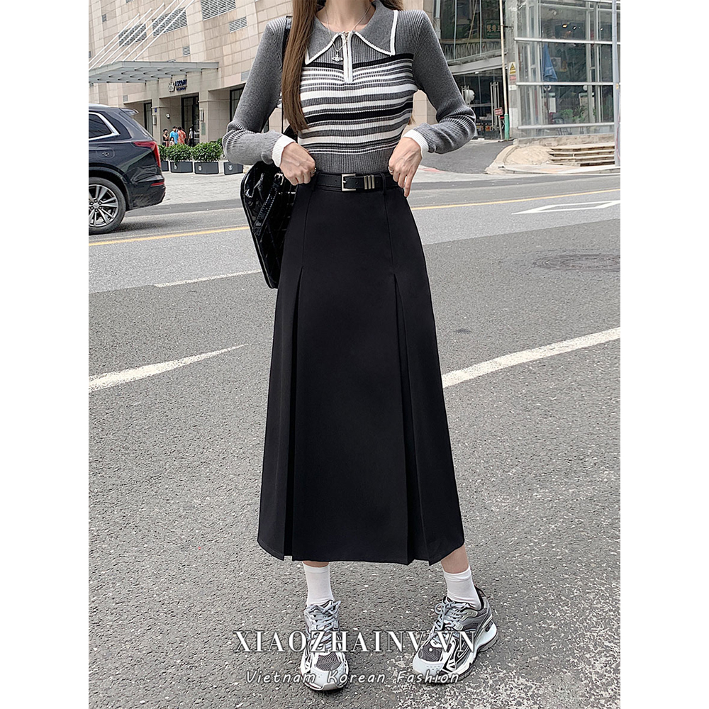 Xiaozhainv Chân Váy midi Lưng Cao Phong Cách Hàn Quốc Thời Trang Cho Nữ