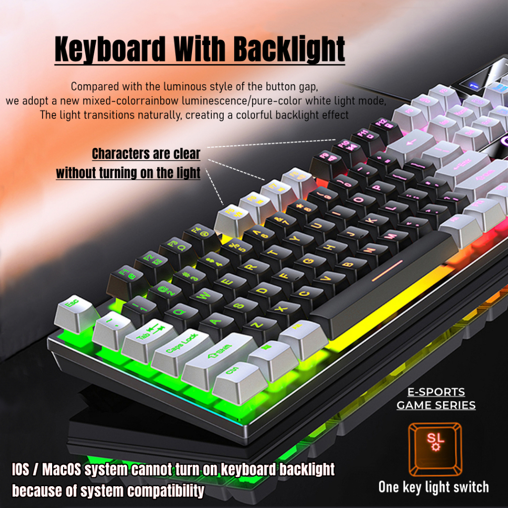 Bàn Phím Cơ Gaming NIXXOS 14 104 Phím Có Đèn LED Nền Với Giá Đỡ Chống Trượt Cho Windows PC