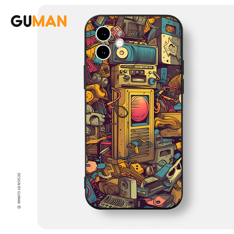 Ốp lưng GUMAN mềm ngầu đen dễ thương đẹp Cho iPhone 15 14 13 12 11 Pro Max SE 2020 X XR XS 8 7 ip 6S 6 Plus kute xyb2331