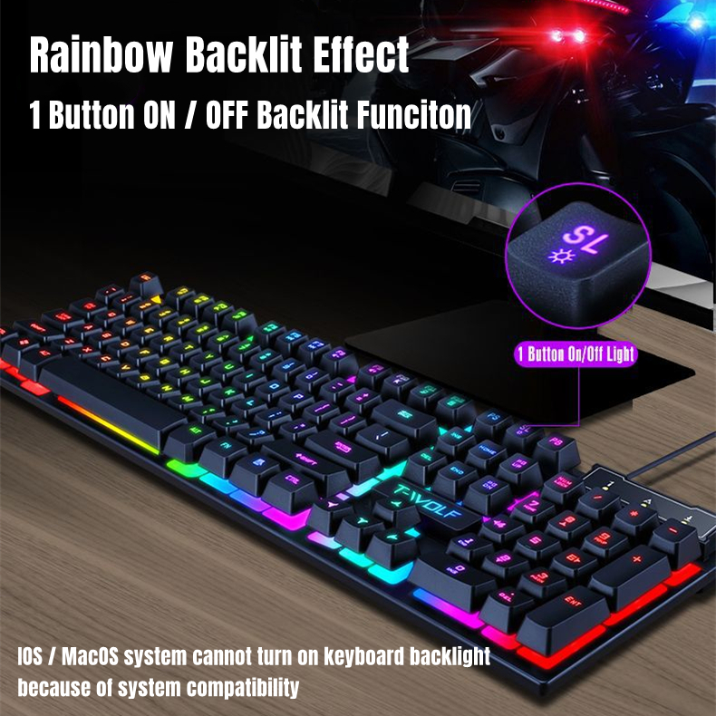 Bộ Bàn Phím Cơ Và Chuột 104 Phím Có Dây USB Chống Nước Cho Windows PC Laptop