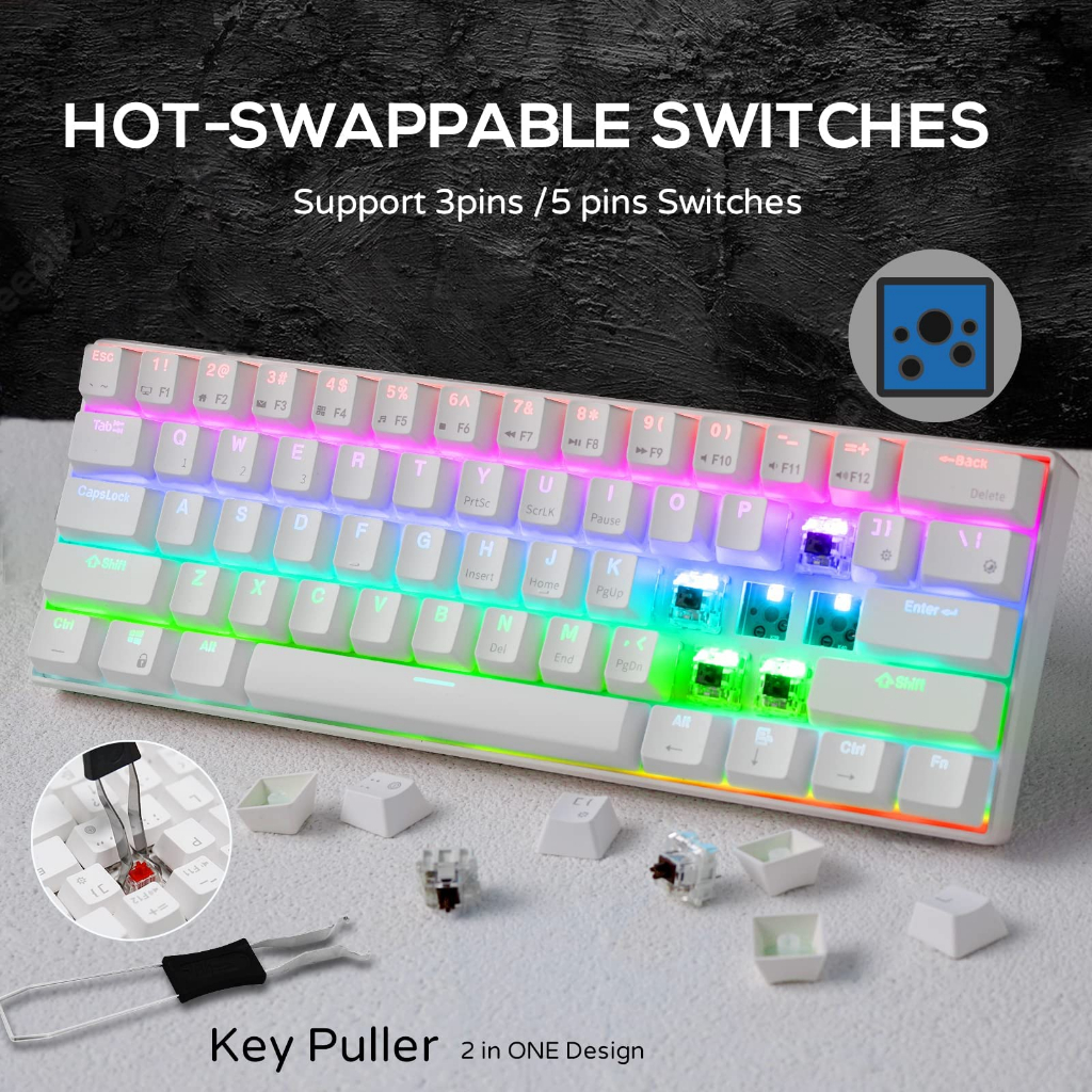 Bàn Phím Cơ royal kludge rk61 bluetooth 3.0 & usb 61 Phím rgb Có Đèn Nền