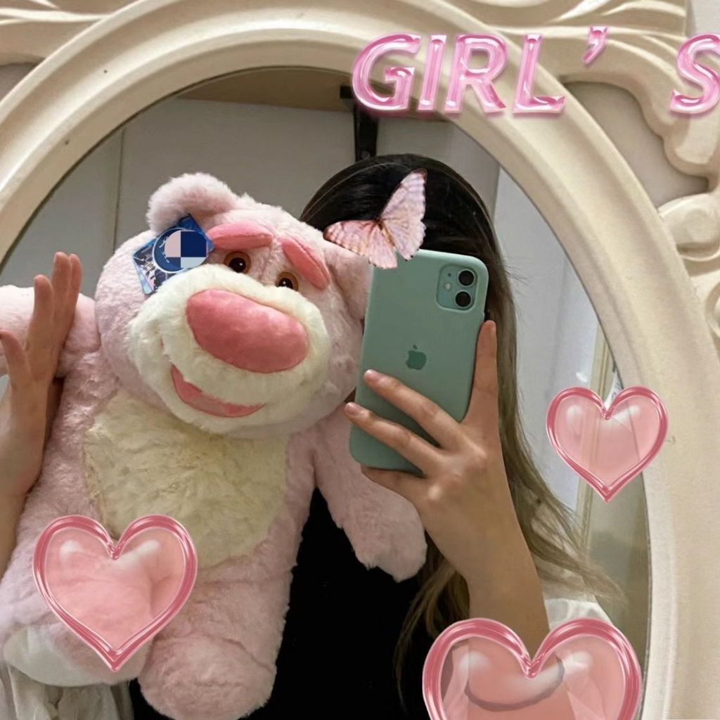 Gối Nhồi Bông Hình Chú Gấu Hồng Dâu Tây Dễ Thương