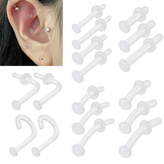 1 Khuyên Mũi 20g / 18g / 16g / 14g Hình Chữ l Bằng Thủy Tinh Trong Suốt