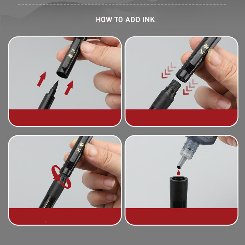 Bút Lông Mềm Viết Chữ Thư Pháp Màu Đỏ Đen Bút Calligraphy