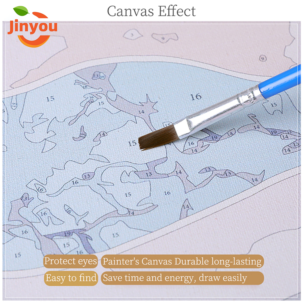 JINYOUtranh tô màu theo số/cô gái và con hổ/tranh sơn dầu tự làm/tranh acrylic/tô màu bằng tay/tranh trang trí