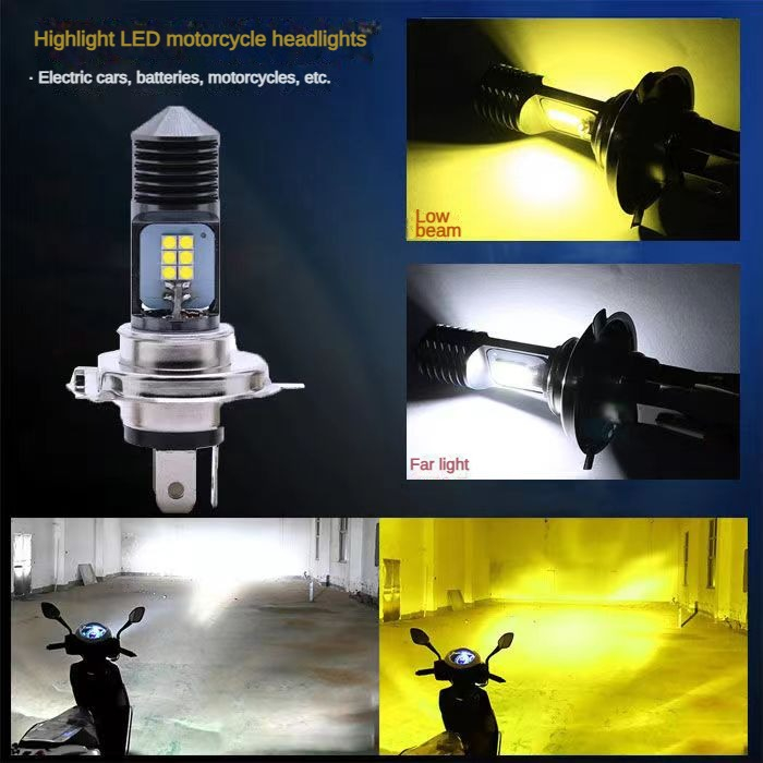 Đèn Pha Hai Màu 3030-12smd h6 / h4 Ánh Sáng Trắng / Vàng Chuyên Dụng Cho Xe Mô Tô