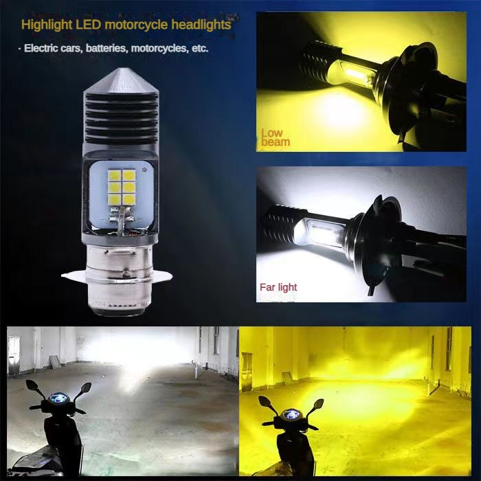 Đèn Pha Hai Màu 3030-12smd h6 / h4 Ánh Sáng Trắng / Vàng Chuyên Dụng Cho Xe Mô Tô