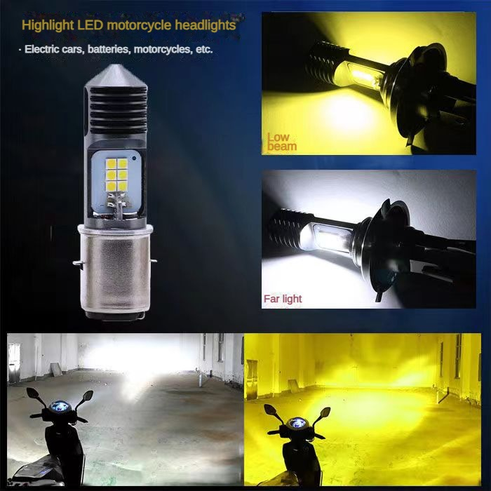 Đèn Pha Hai Màu 3030-12smd h6 / h4 Ánh Sáng Trắng / Vàng Chuyên Dụng Cho Xe Mô Tô