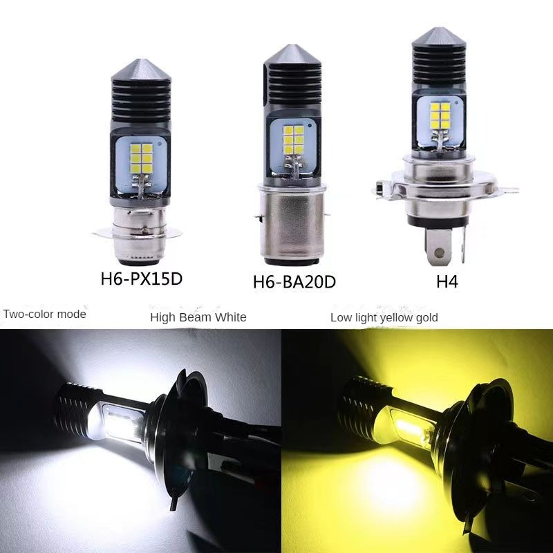Đèn Pha Hai Màu 3030-12smd h6 / h4 Ánh Sáng Trắng / Vàng Chuyên Dụng Cho Xe Mô Tô