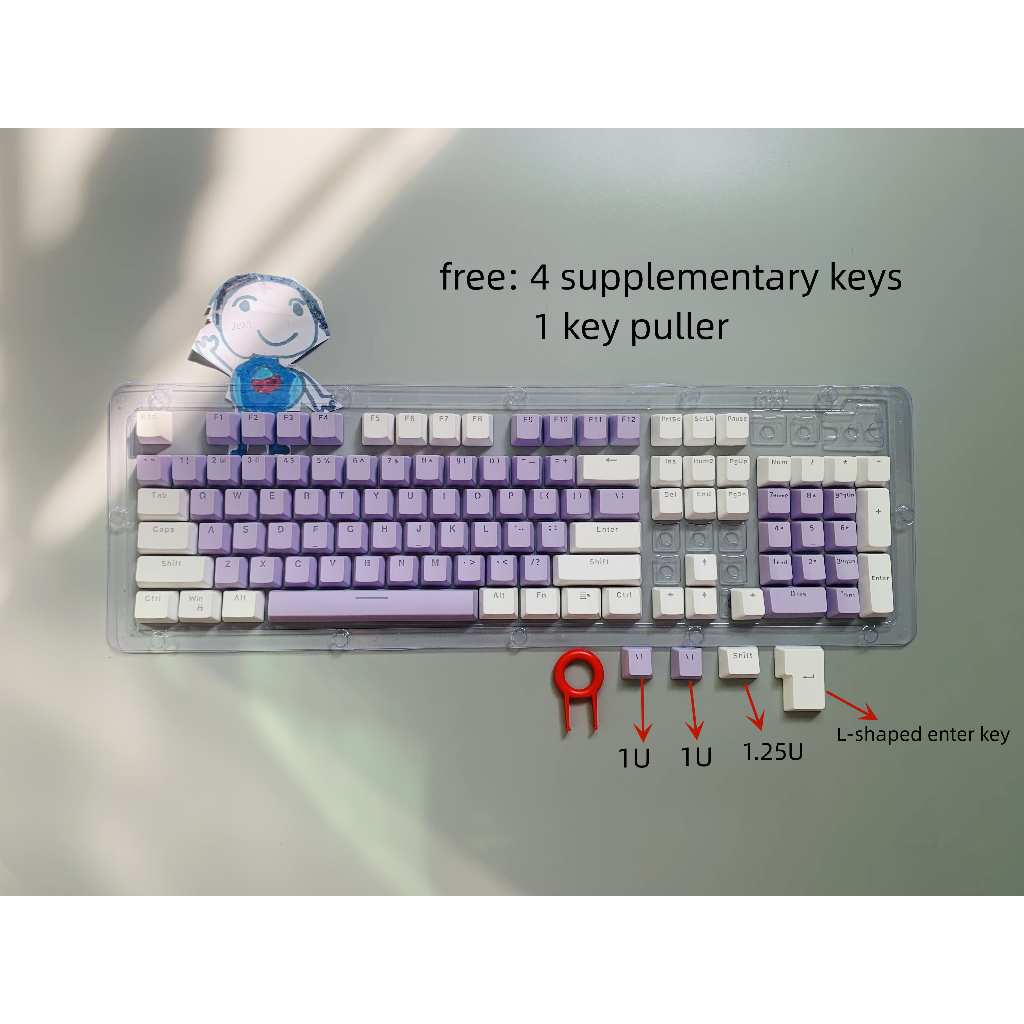 Mới set 104 Nắp Đậy Bàn Phím Cơ oem Hai Màu Trắng Tím Dành Cho 61 / 87 / 104 Phím cherry mx