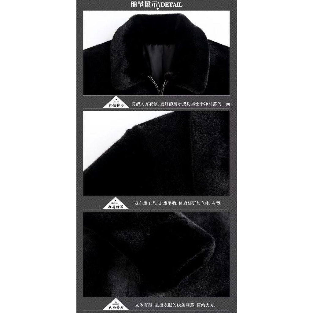 Áo Khoác Lông Cừu Chồn Dày Dặn Phối Lông Chồn Cao Cấp Thời Trang Mùa Đông Cho Nam Giới