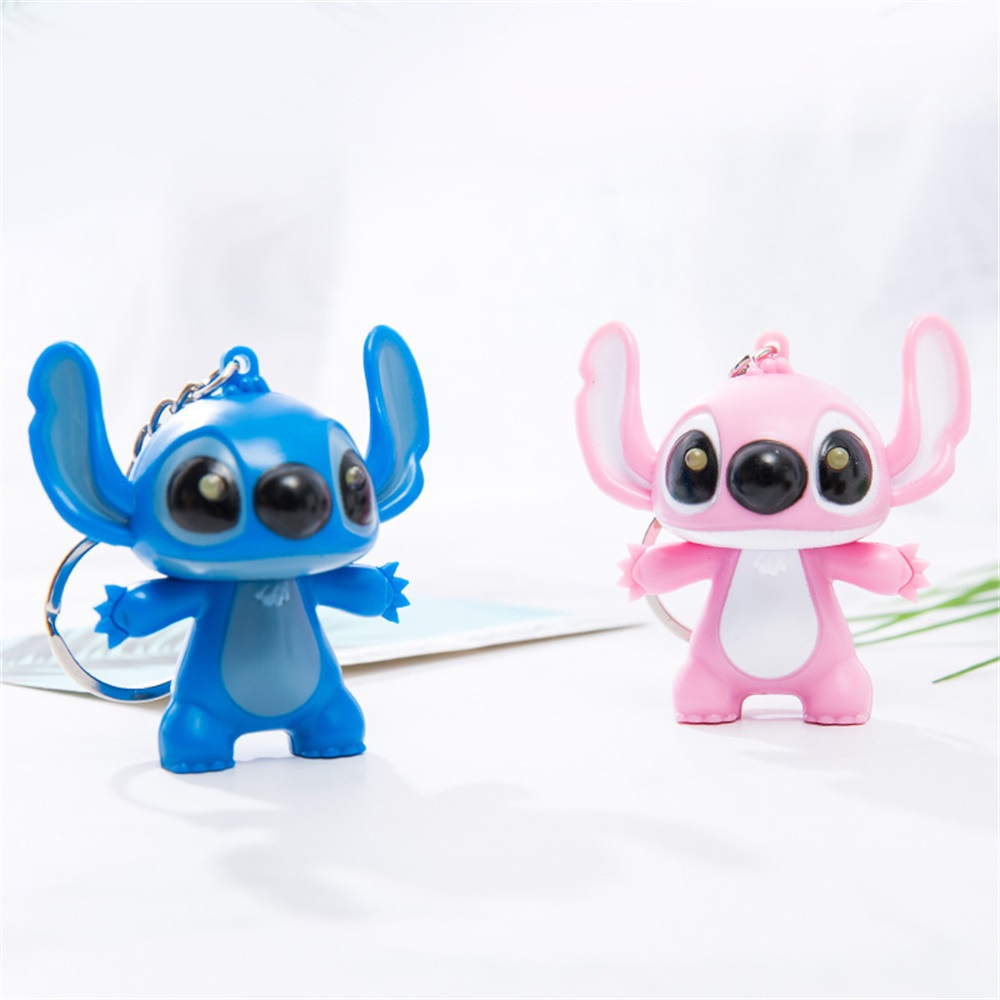 Móc Khóa Hình stitch Mắt To Hoạt Hình Có Đèn Và Âm Thanh Quà Tặng Sinh Nhật Cho Cặp Đôi Bạn Gái