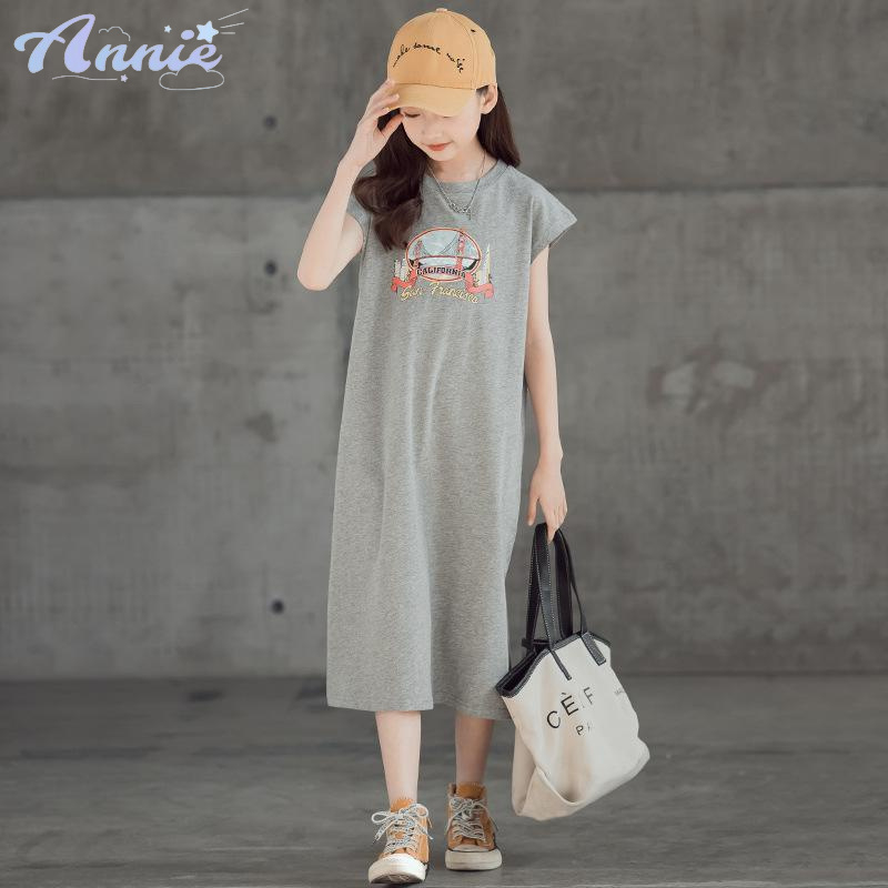 Annie Đầm Thun Tay Ngắn Dáng Rộng Phong Cách Hàn Quốc Thời Trang Xinh Xắn Cho Mẹ Và Bé