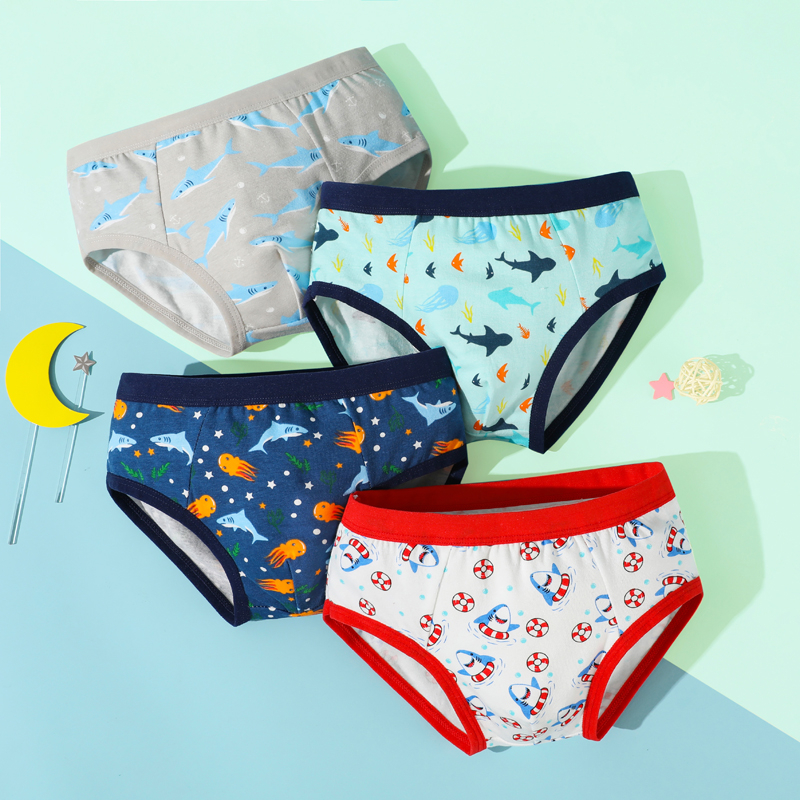 Smy Bộ 4 Quần Lót boxer cotton Mềm Mại In Họa Tiết Thiết Kế Dễ Thương Cho Bé Trai