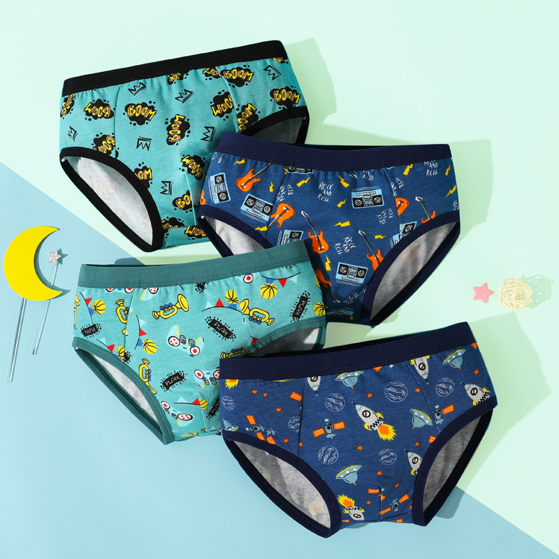 Smy Bộ 4 Quần Lót boxer cotton Mềm Mại In Họa Tiết Thiết Kế Dễ Thương Cho Bé Trai