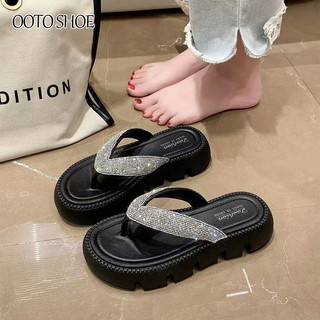 Dép xỏ ngón đế xuồng chống trượt đính đá lấp lánh thời trang mùa thu mới cho nữ