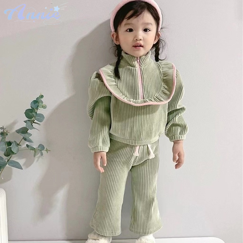 Annie Bộ Áo sweater + Quần Dài Vải Nhung Phong Cách Phương Tây Thời Tr