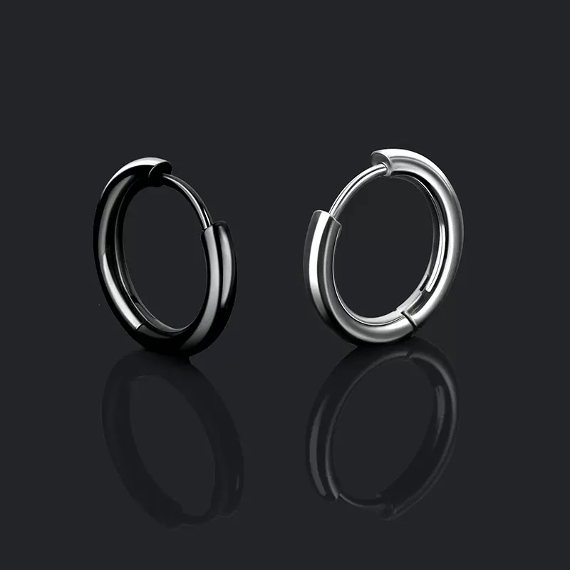 Khuyên tai MAYEBE LAVEND Bông tai Tròn Bằng Thép Titan Màu Bạc Hàn Quốc Cho Cặp Đôi