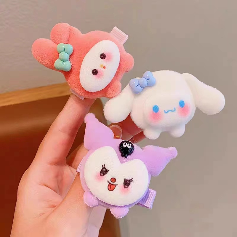 SANRIO Dễ Thương Kẹp Tóc Lông Xù Kiểu Hoạt Hình Đáng Yêu Cho Nữ Kiểu Hàn Quốc