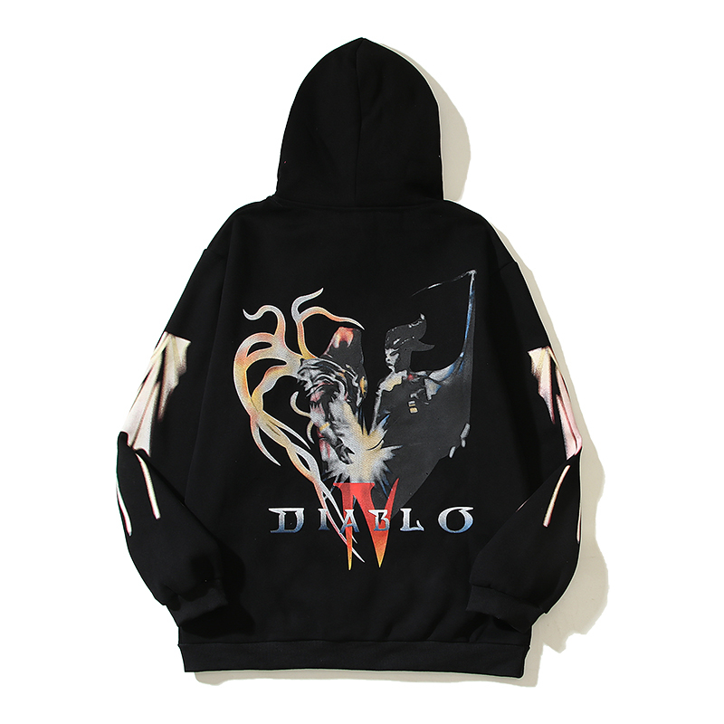 Áo hoodie Ngoại Cỡ Đính Đinh Tán Tia Chớp Thời Trang Đường Phố Cho Nam Và Nữ