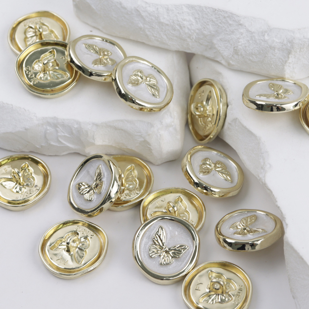 Set 10 Nút Áo Kim Loại Hình Bướm Phong Cách retro