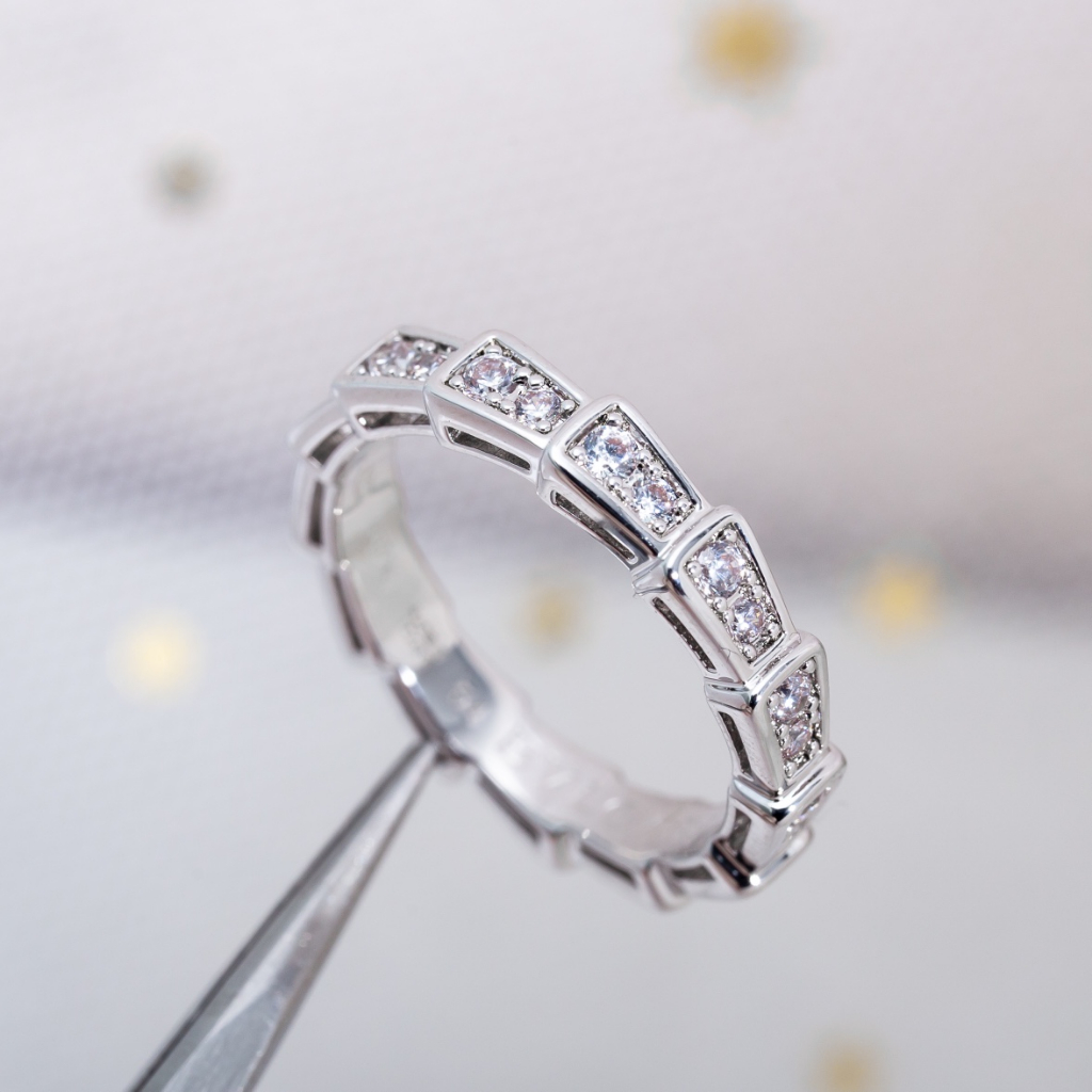 Bvl Nhẫn Bạc Hình Xương Rắn Đính Kim Cương Mùa Xuân Cho Cặp Đôi