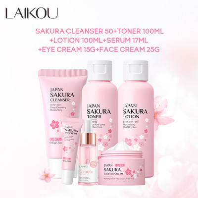 Bộ dưỡng da hoa anh đào 6 món LAIKOU trẻ hóa làm trắng chăm sóc da cao cấp