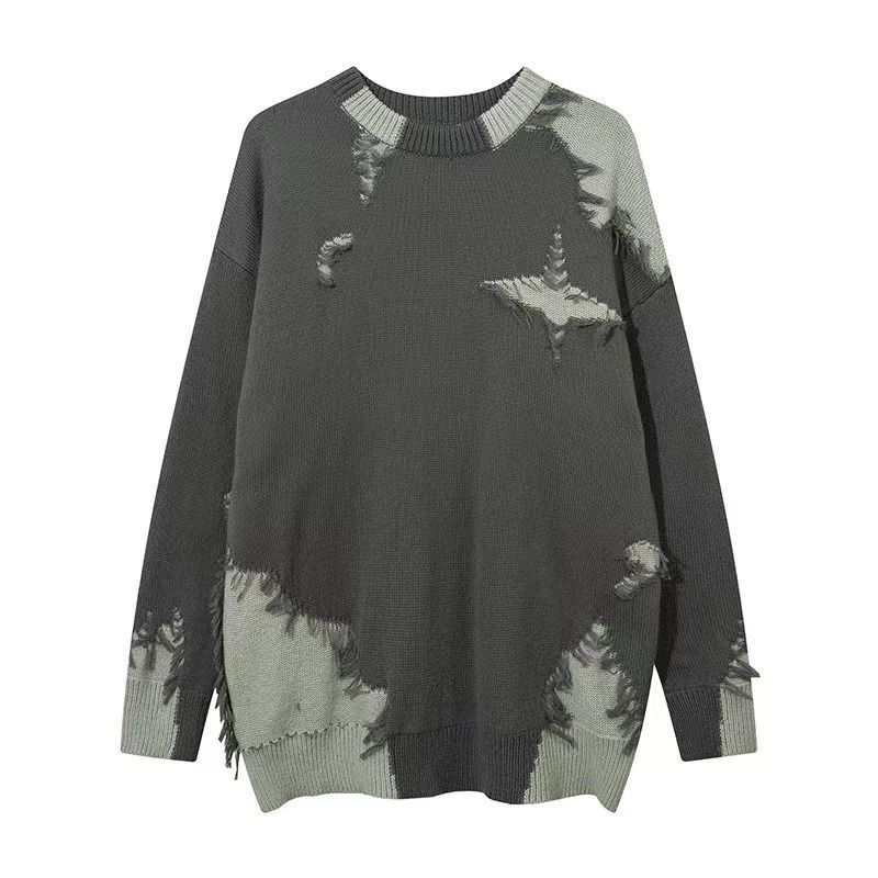 Jhzc Áo sweater Dệt Kim Dáng Rộng Phối Màu Tương Phản Kiểu hip-hop Đường Phố Mỹ Thời Trang Thu Đông Cho Nam