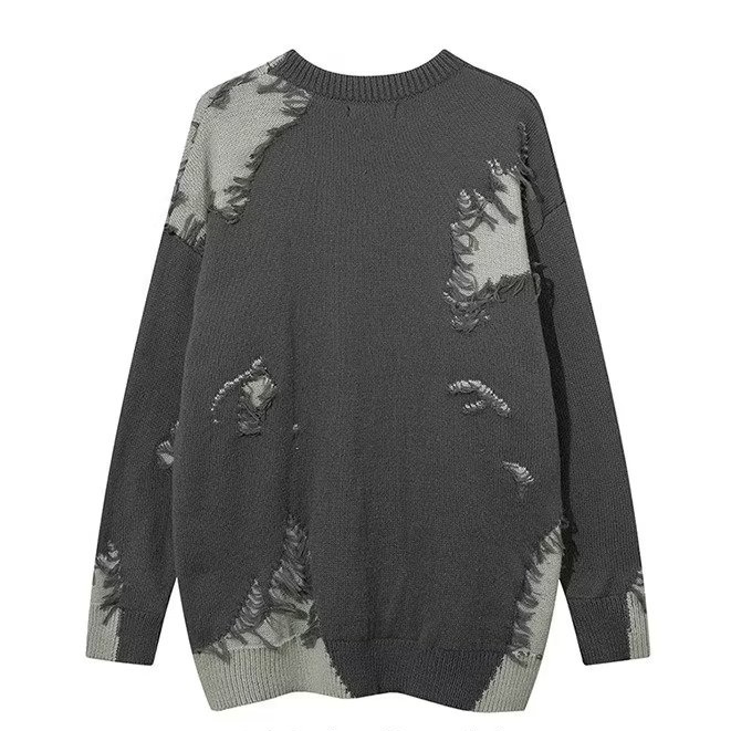 Ucnl Áo sweater Dệt Kim Dáng Rộng Phối Màu Tương Phản Kiểu hip-hop Đường Phố Mỹ Thời Trang Thu Đông Cho Nam