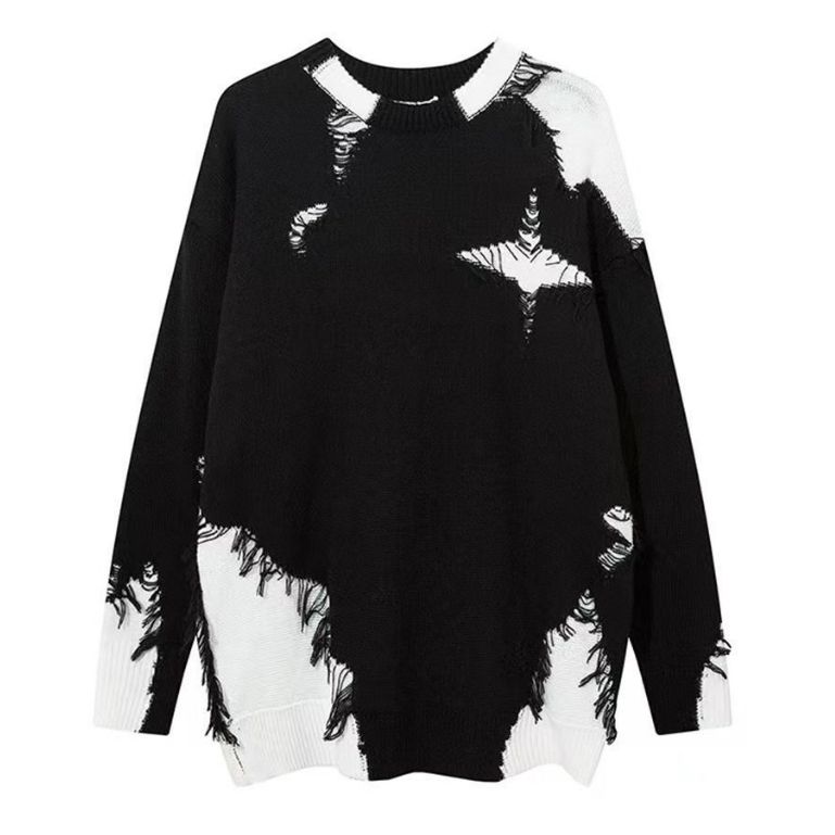 Ucnl Áo sweater Dệt Kim Dáng Rộng Phối Màu Tương Phản Kiểu hip-hop Đường Phố Mỹ Thời Trang Thu Đông Cho Nam