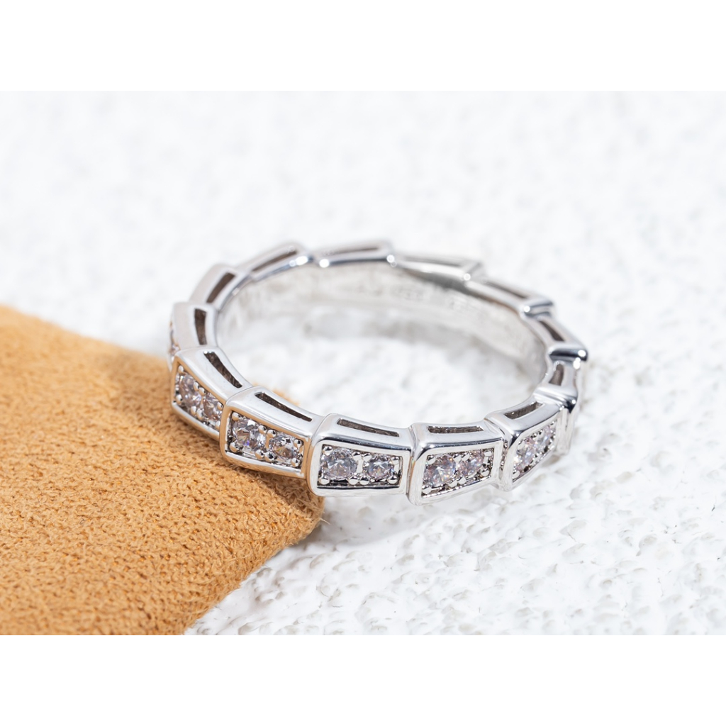 Bvl Nhẫn Bạc Hình Xương Rắn Đính Kim Cương Mùa Xuân Cho Cặp Đôi