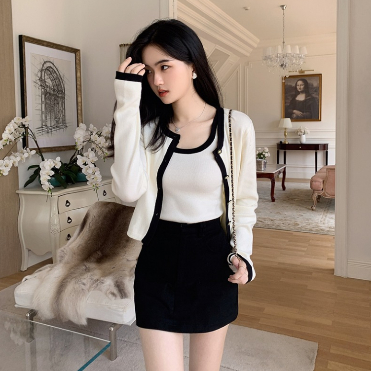 NZN Bộ Áo cardigan Dệt Kim Tay Dài Màu Hồng Thời Trang Hàn Quốc Dành Cho Nữ