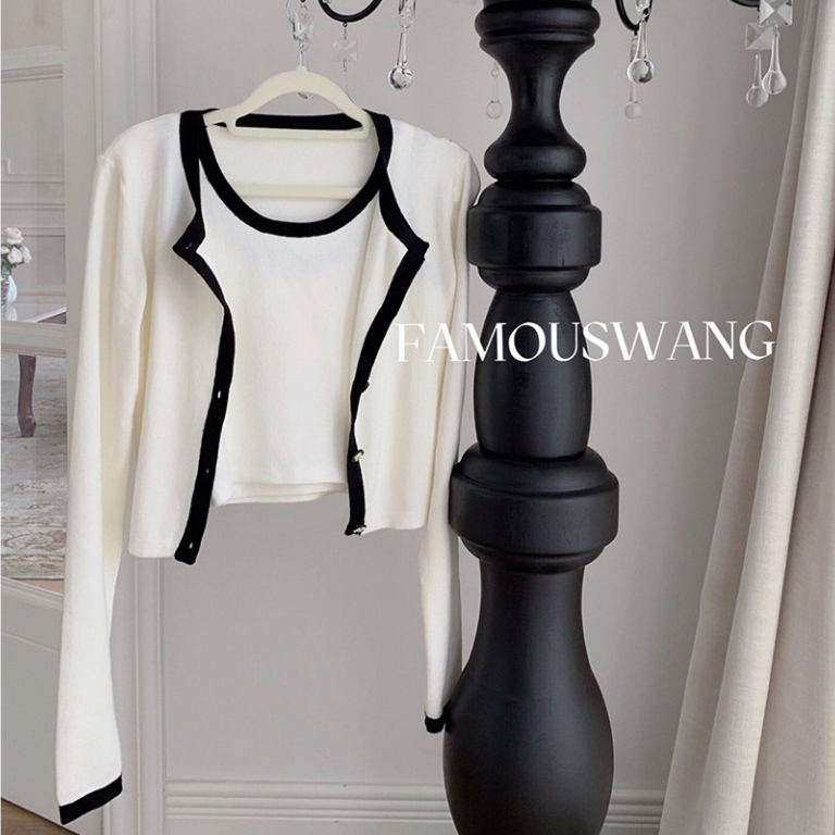 NZN Bộ Áo cardigan Dệt Kim Tay Dài Màu Hồng Thời Trang Hàn Quốc Dành Cho Nữ