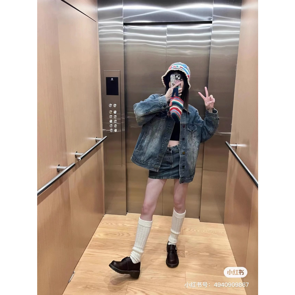 Áo Khoác denim Dáng Rộng Phong Cách retro Mùa Thu Mới Cho Nữ