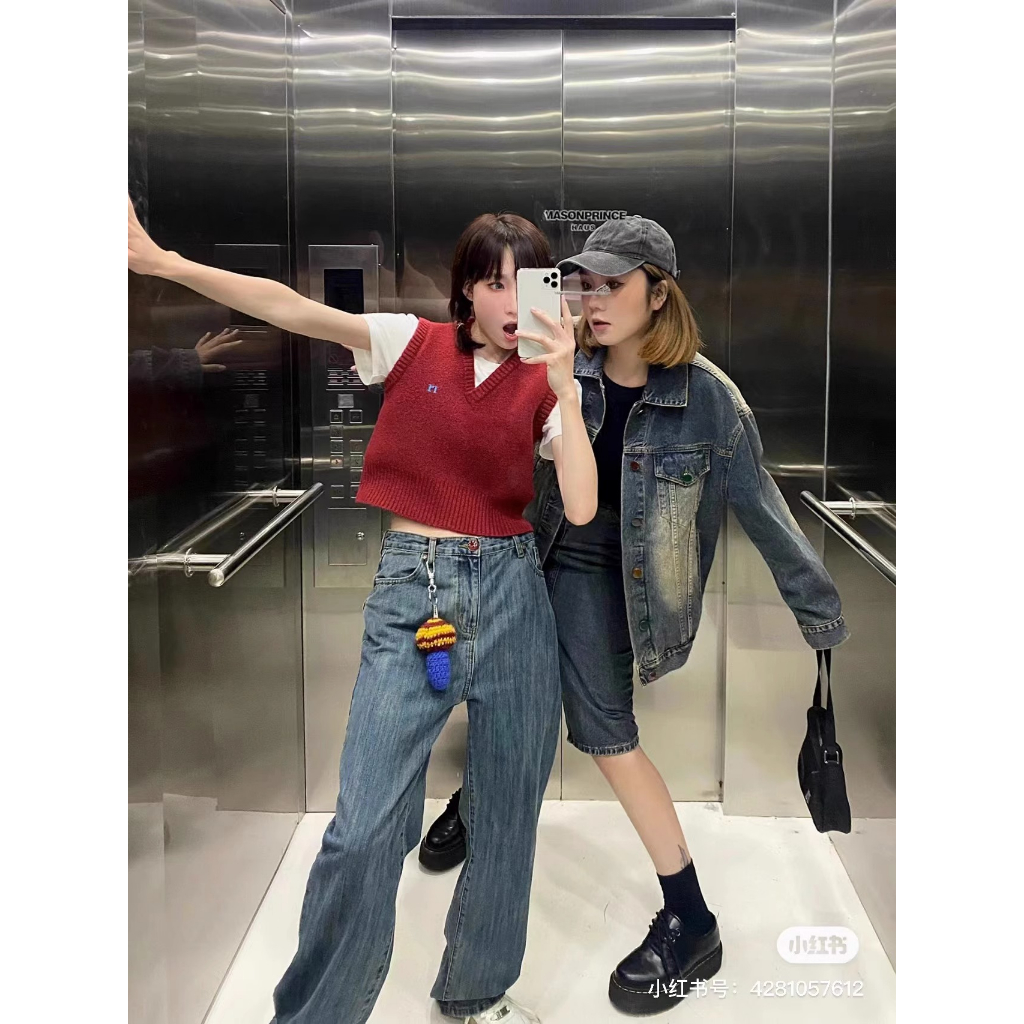 Áo Khoác denim Dáng Rộng Phong Cách retro Mùa Thu Mới Cho Nữ