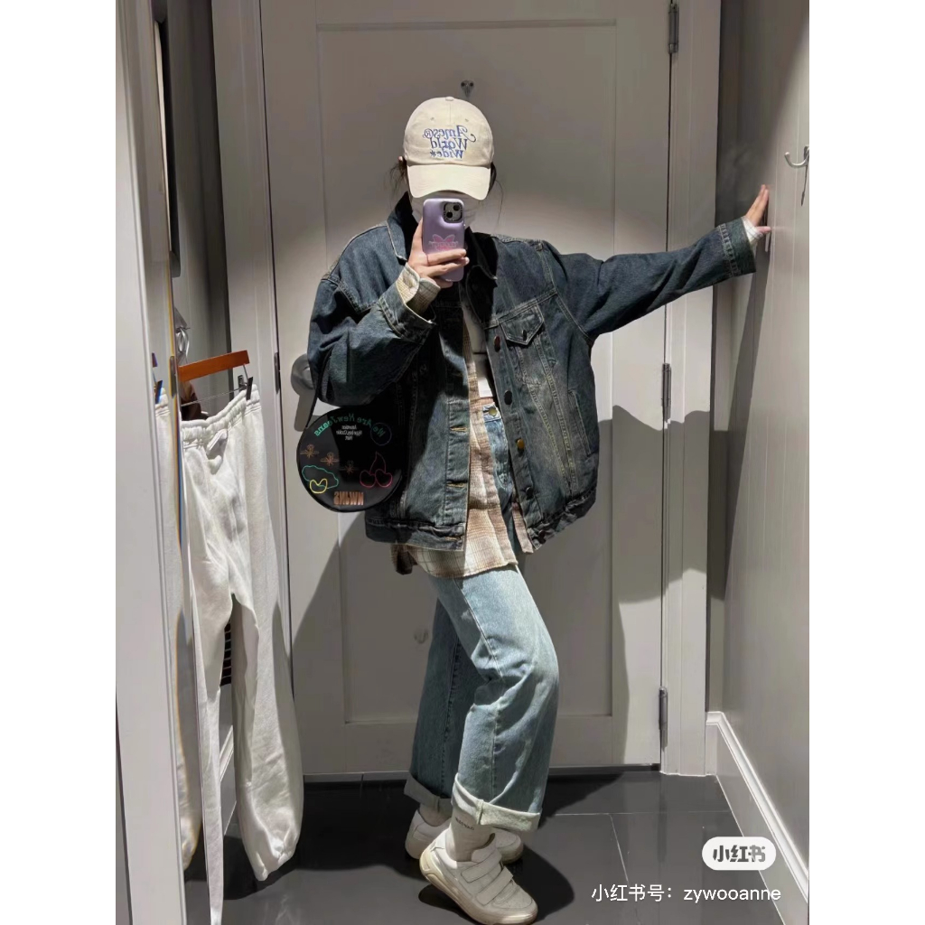 Áo Khoác denim Dáng Rộng Phong Cách retro Mùa Thu Mới Cho Nữ