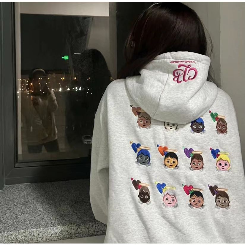 Áo Khoác Sweater Có Mũ Trùm Thêu Hình Thiên Thần niche Phong Cách Hàn Quốc Thời Trang Thu Đông Mới Cho Nữ ouve