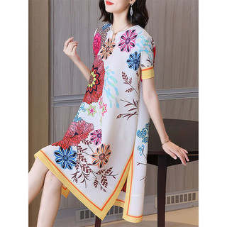 Cổ Tròn Miyake Xếp Ly In Hình Kích Thước Lớn Ôm Hơn Nhìn Mùa Hè Phong Cách Mới Thời Trang Chia Thời Trang Giảm Tuổi Tay Ngắn a @ -