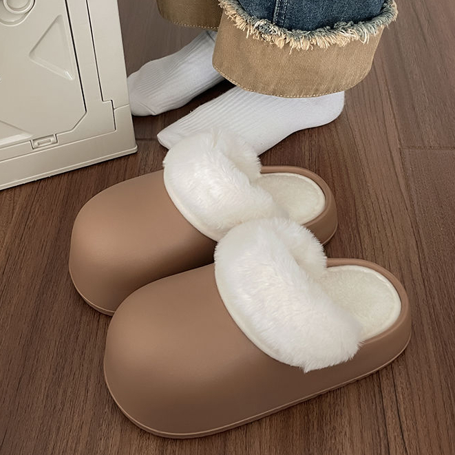 HHH  Dép bông Dép Lông dép bánh mì nữ đi trong nhà ĐẾ CAO SU FMR2390PSX 37Z230912