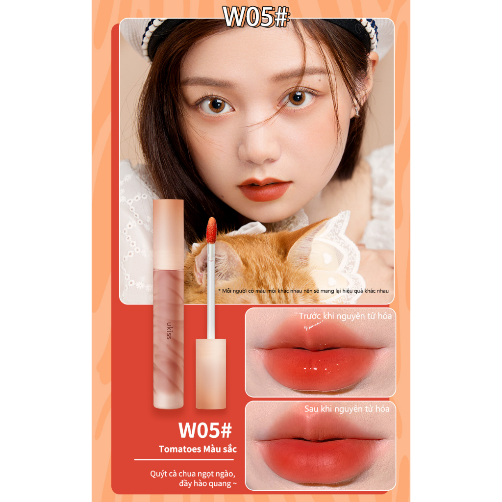 Son Môi UKISS Chống Thấm Nước Lâu Trôi Không Phai Và Không Dính Thành Cốc