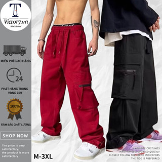 Quần dài ống rộng phong cách hip hop thời trang cá tính cho nam và nữ quần ống rộng quần đỏ quần thun ống rộng quần suông ống rộng quần dài nam