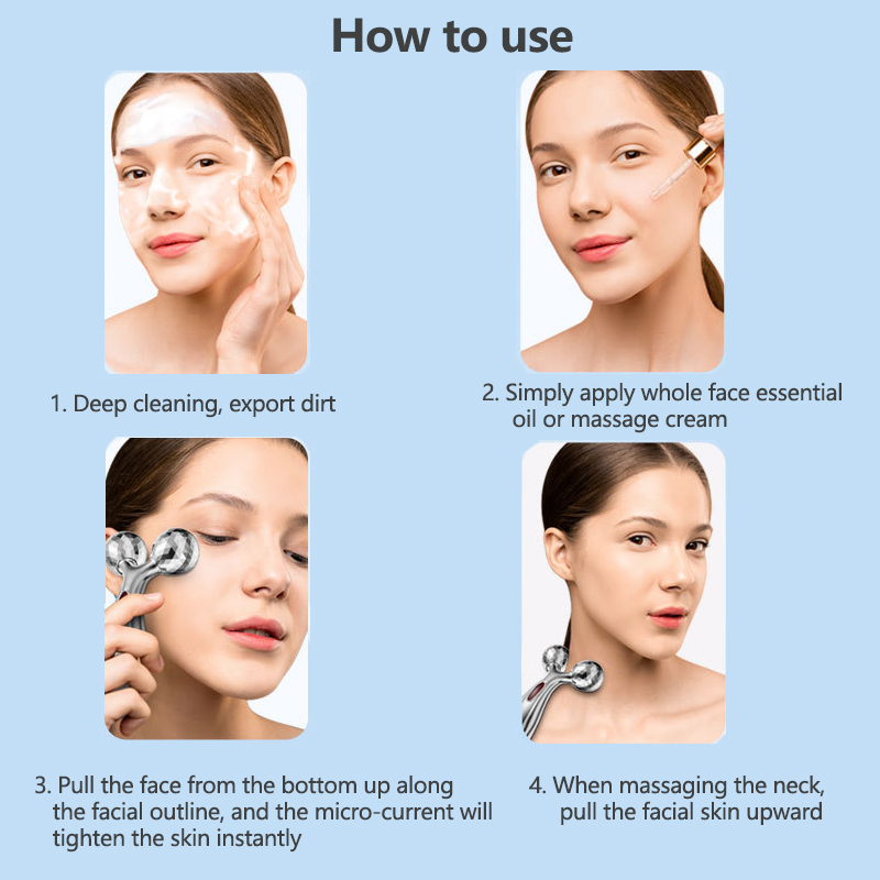 Con Lăn massage Mặt 3d Xoay 360 Độ Giúp Thư Giãn Và Nâng Cơ Mặt