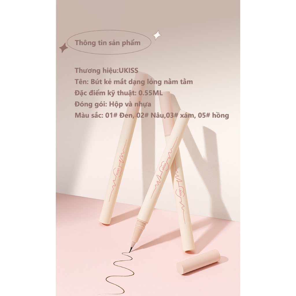 Bút Kẻ Mắt UKISS Dạng Lỏng Ngòi Mảnh Chống Thấm Nước Lâu Trôi
