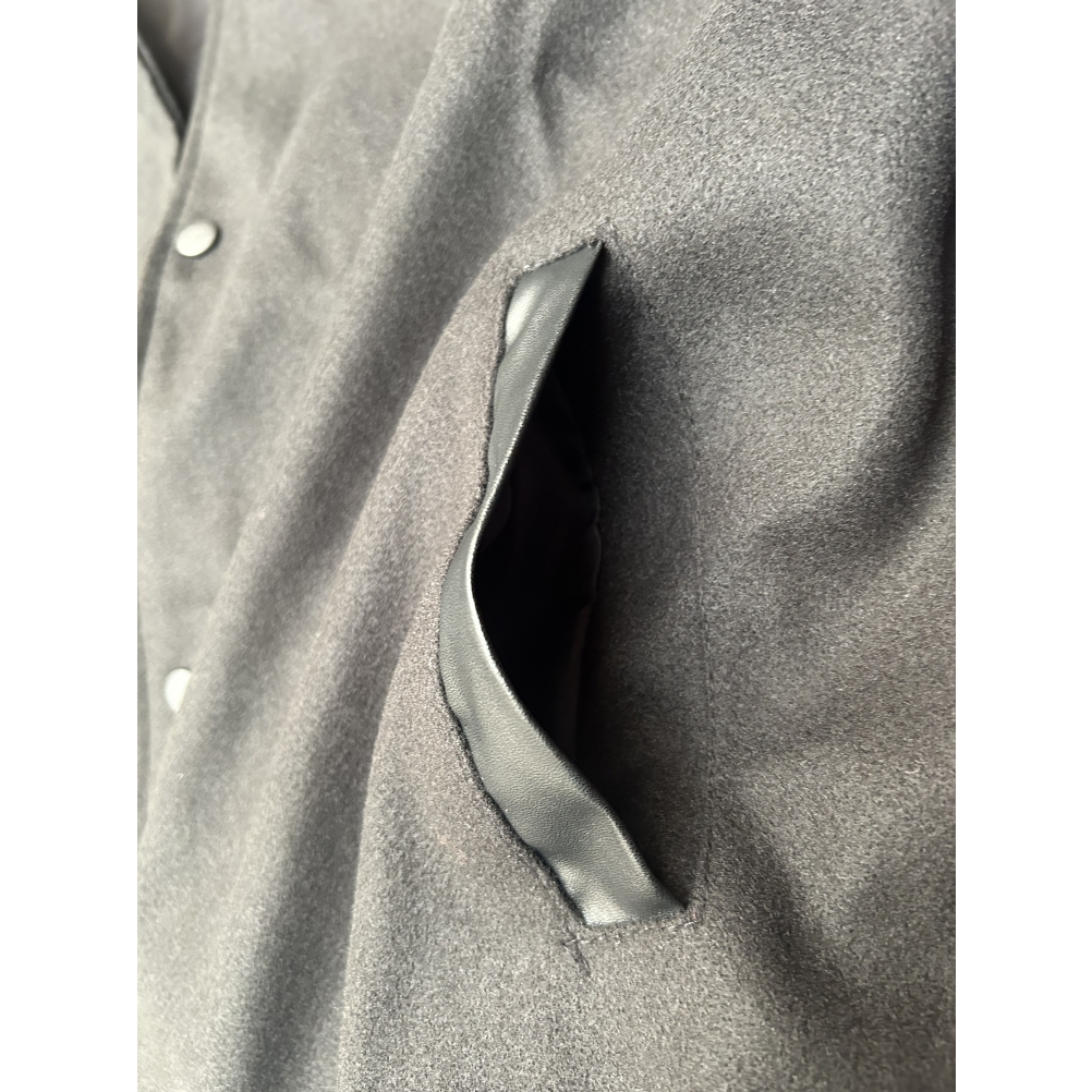 Áo Khoác Bóng Chày Bằng Da Dáng Rộng Thêu Họa Tiết Thời Trang Hàn Quốc Cho Nam Áo khoác thêu hai lớp chất lượng cao Tay áo bằng da giả áo khoác bóng chày ve áo