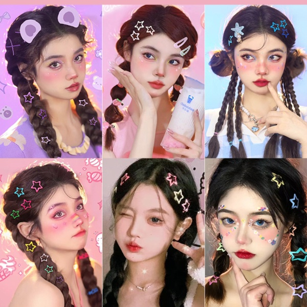 Miumiua🔮Y2K Kẹp Tóc Ngôi Sao Năm Cánh Bằng Kim Loại Màu Bạc Mát Mẻ Dễ Phối Đồ Dành Cho Bạn Gái 2023