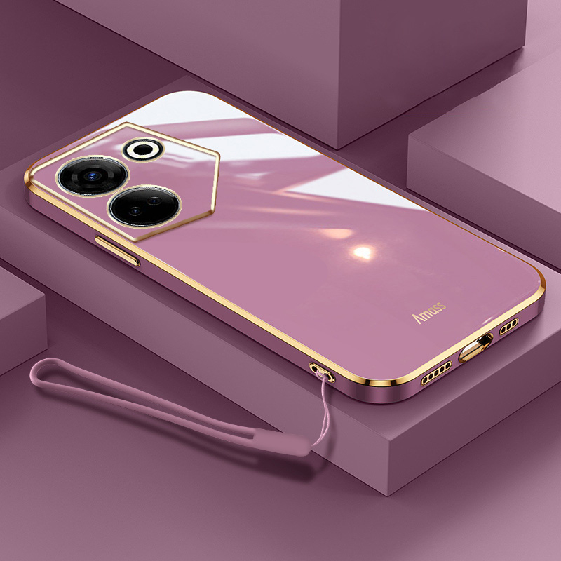 Ôp Điện Thoại Dẻo Vuông Viền Thẳng Kèm Dây Đeo Sang Trọng Cho tecno Camo camon 20 pro 4g 5g tecno ck6 ck6n ck7n ck8n Ốp