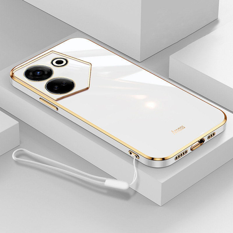 Ôp Điện Thoại Dẻo Vuông Viền Thẳng Kèm Dây Đeo Sang Trọng Cho tecno Camo camon 20 pro 4g 5g tecno ck6 ck6n ck7n ck8n Ốp