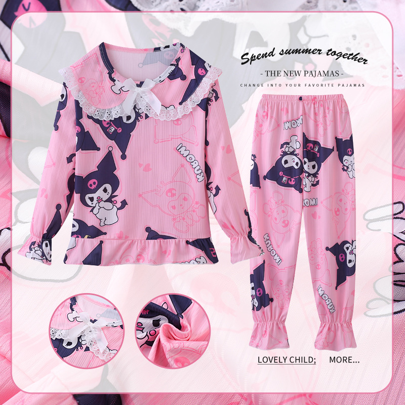 Bộ Đồ Ngủ Pijama Tay Dài In Họa Tiết Hoạt Hình Dễ Thương Cho Bé Gái