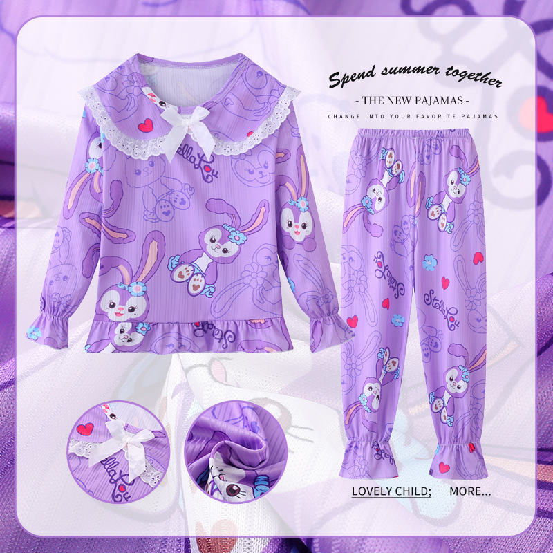 Bộ Đồ Ngủ Pijama Tay Dài In Họa Tiết Hoạt Hình Dễ Thương Cho Bé Gái